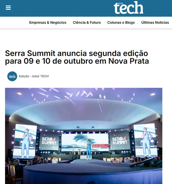 Matéria na IstoÉ Tech sobre o Serra Summit