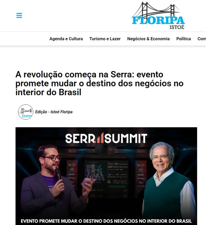 Matéria no portal Floripa sobre o Serra Summit