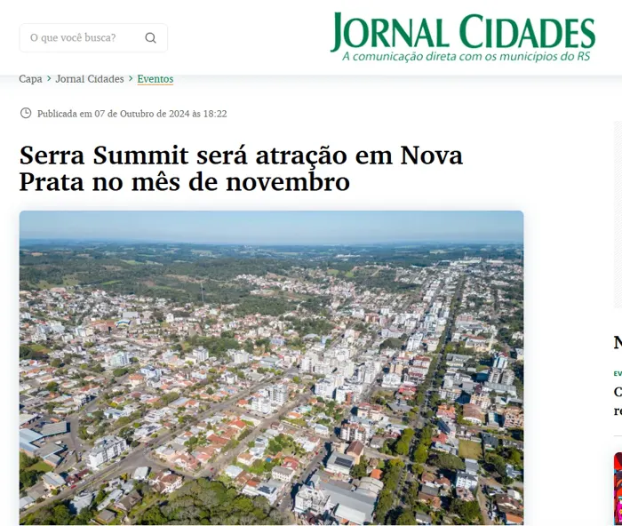 Matéria no Jornal Cidades sobre o Serra Summit